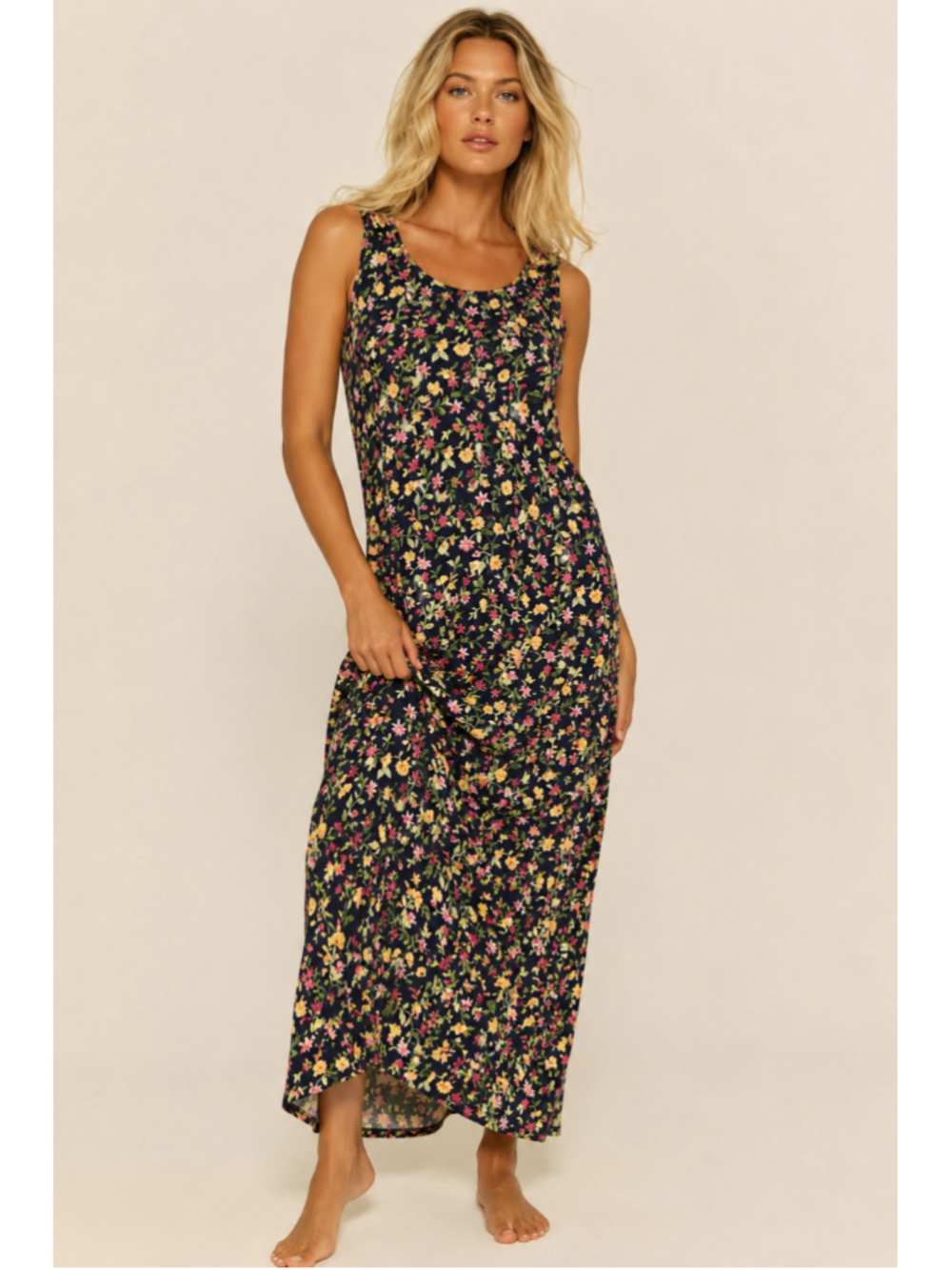 Vintage Southern Lady Floral Maxi Dress Cottagecore 90s Romantic Boho Black Y2K